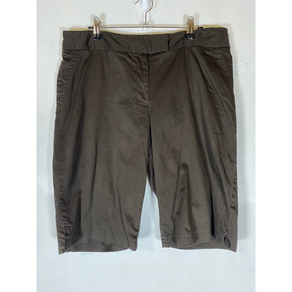For the Republic Brown Bermuda Shorts Size 14 Cotton Stretch Flat Front